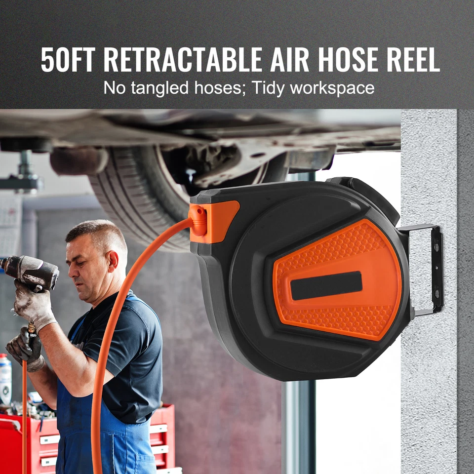 Uimoso Retractable Air Hose Reel 3/8 IN x 50 FT Hybrid Enclosed Air Hose 300 PSI - Image 2 of 4