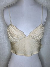 Princess Polly Cream Satin Cami Size 4 Bralette, Cropped Top, Racerback Tank Top