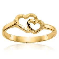 10K Solid Yellow Gold Heart Ring