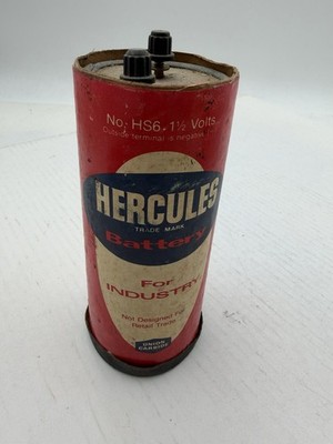 Vintage Hercules Dry Cell Battery No. HA6 1.5 Volts Parts Or Display E2