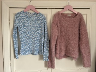 Girls Bundle Next Pink Jumper Zara Blue And White Print Long Sleeve Top 9 10