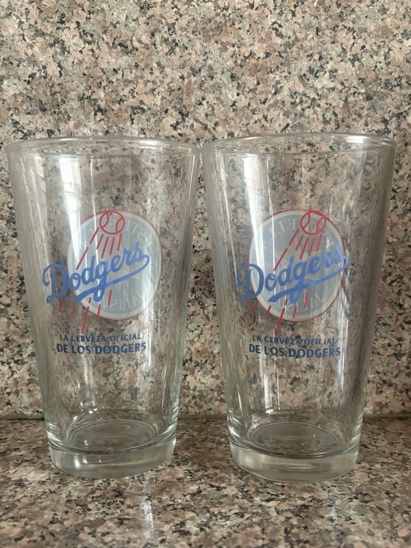 Estrella Jalisco Dodgers Collectible Sports Beer Glass Set of 2,Clear, Printed