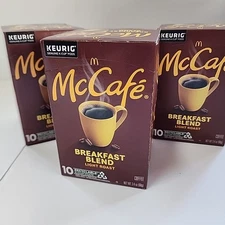 3 Box Lot of McCafe Breakfast Blend Light Roast K-Cup Pods (Total of 30 Pods)
