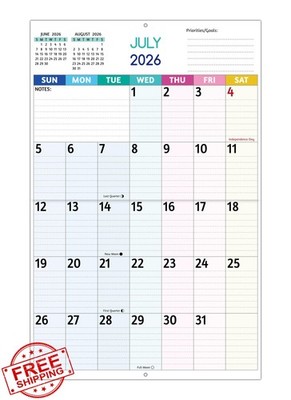 BowCuk 2026-2027 Large Print Wall Calendar