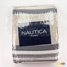 Nautica Home Queen/Full Stripe Quilt Set Lightweight w/ Matching Shams Cotton