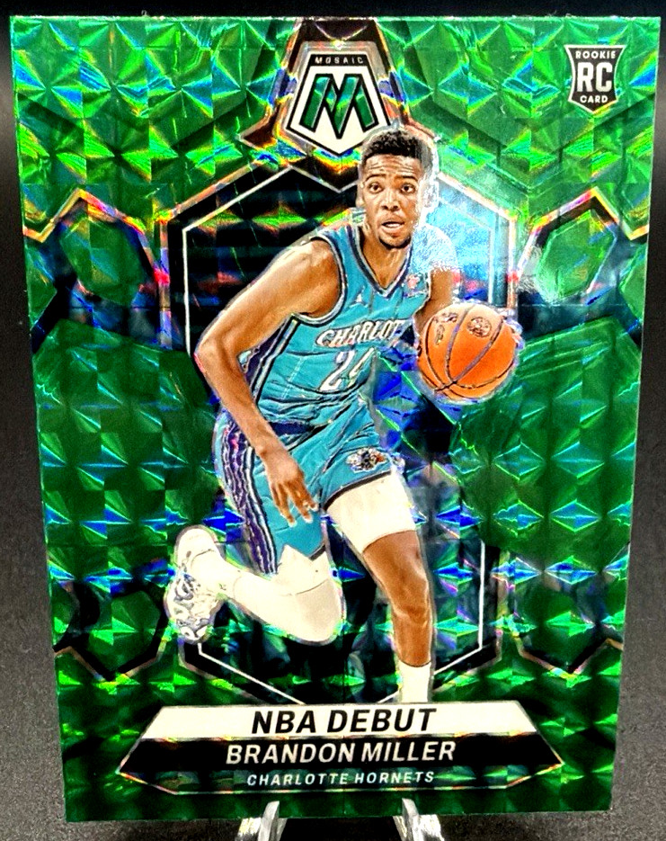 Brandon Miller 2023-24 Panini Mosaic - NBA Debut #252 Green Mosaic Prizm Rookie