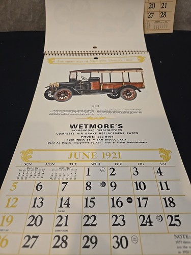 Vintage 1921 & 1922 Automemories of 1921 & 1922 Calendars Shaw Barton 14” X 21” - Picture 6 of 12