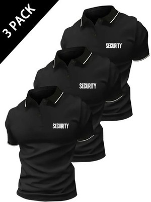 Security Polo Shirt 3er Pack Herren Schwarz Weiß Baumwolle Premium Qualität
