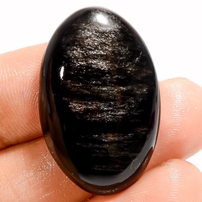 Natural Silver Sheen Obsidian Pear Cabochon Gemstone 32 Ct. 30X20X7 mm GC-42173
