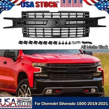 2PCS FRONT BMUPER GRILLE ASSEMBLY MATTE BLACK FOR 2019-2021 CHEVY SILVERADO 1500