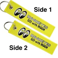 🔥 MoonEyes Double Sided Keychain Key Tag Zipper Pull Rat Fink Hot Rod Art Car