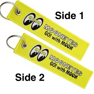 🔥 MoonEyes Double Sided Keychain Key Tag Zipper Pull Rat Fink Hot Rod Art Car