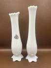 Two Vintage Fenton Milk Glass Cactus Pattern Bud Vases