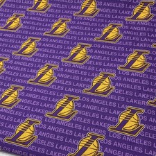 RARE Camelot Fabrics Los Angeles Lakers Cotton Fabric Purple Yellow 1 yd 35 in.