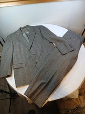 Burberrys Vintage Men's Suit 44R Brown Plaid Super 100s Wool 2 Pc Blazer Pants