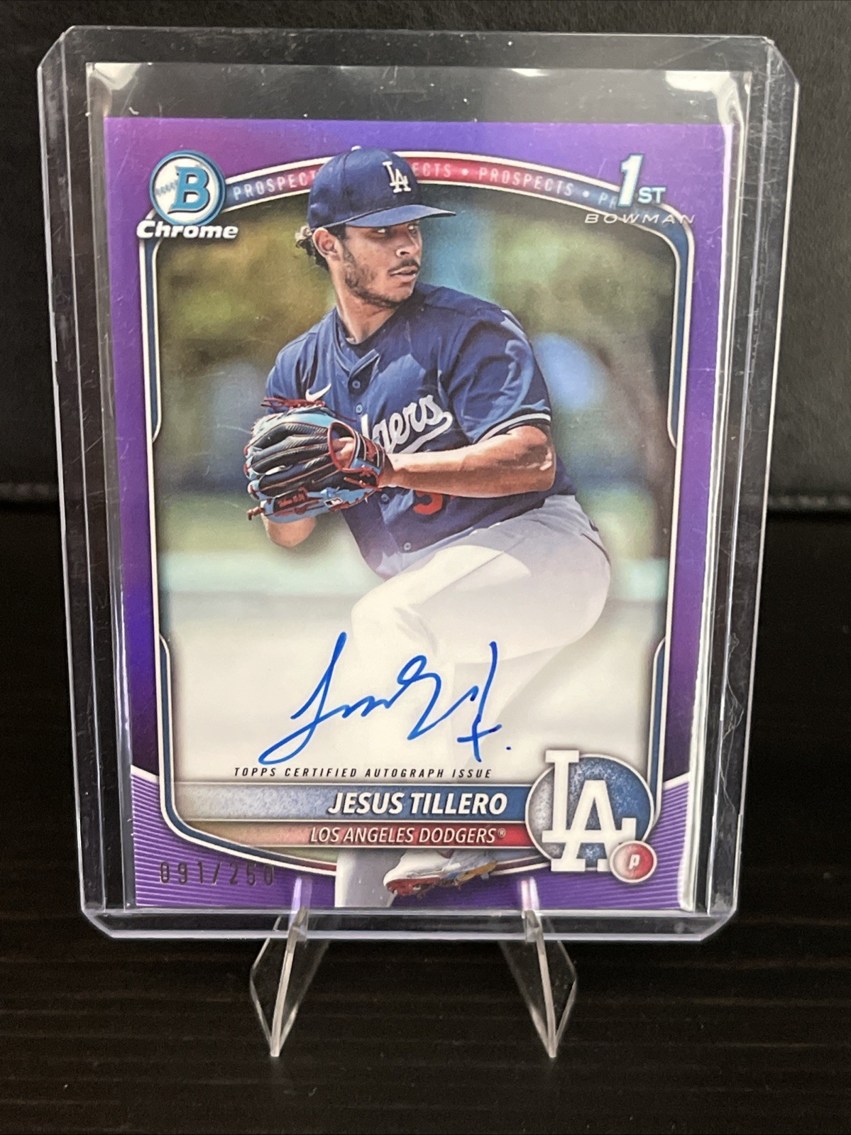 2025 Bowman Chrome Jesus Tillero Purple Refractor Auto /250 1st RC CPA-JT