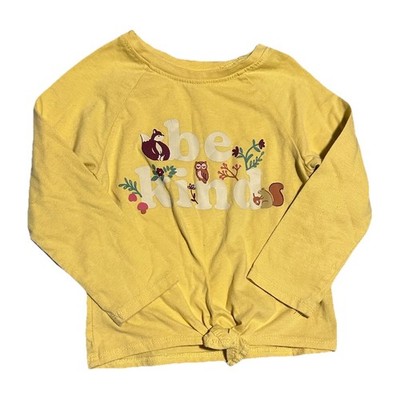 Garanimals Yellow Long Sleeve 'Be Kind' Forrest Animals Knot Front T-Shirt, 3T