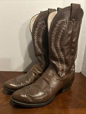 Olathe Saddle Brown Leather Western Cowboy Boots 12 B USA Made Vintage Men
