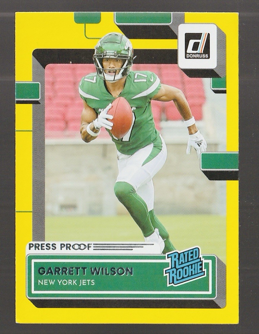 2022 Panini Donruss #306 Garrett Wilson Rated Rookie Press Proof Yellow Jets
