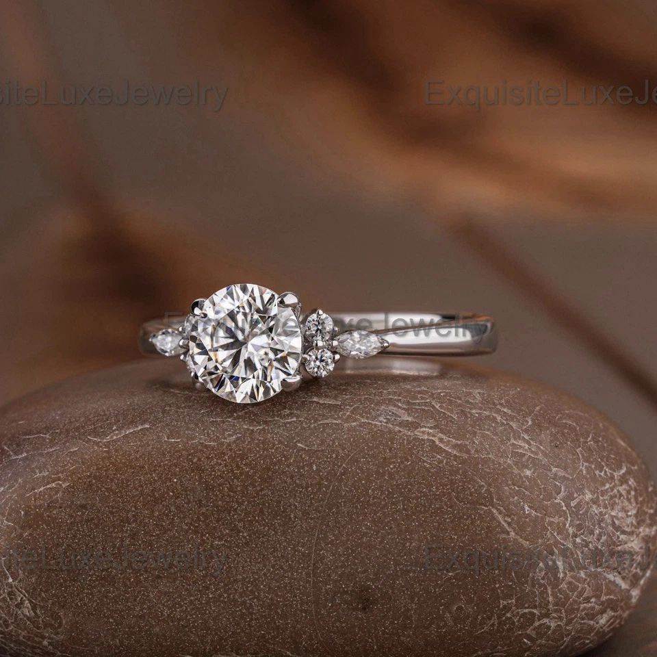 Помолвочное кольцо из стерлингового серебра с искусственным бриллиантом размер 4 6,5 мм - Изображение 4 из 4