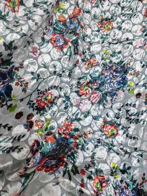 Silk velvet Misty Jade Polka dot Flock print  Oriental elements  layer texture