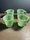 Vintage Fire-King Jadeite D Handle Coffee Mugs Set of 4 Oven Ware USA