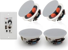 600W 6.5'' Bluetooth In-Wall In-Ceiling Speakers with Wall Amplifier 2-Pairs