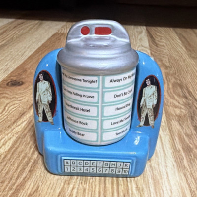 Elvis Presley Jukebox Chair Salt & Pepper Shakers Set, Blue Ceramic, 2pc