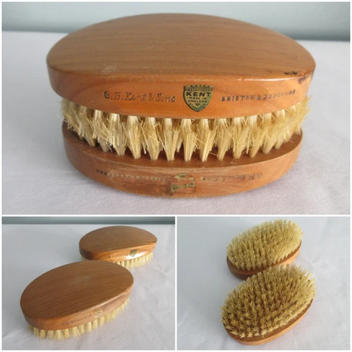 Vintage Clothes Brushes G.B. Kent Pair Wooden Bristle Clothes Brush England