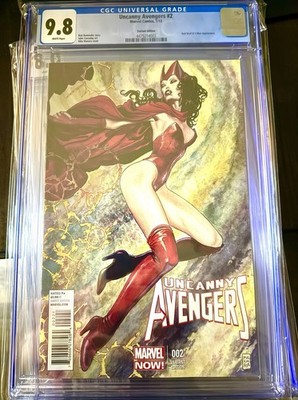 Uncanny Avengers #2, CGC 9.8, Milo Manara Scarlet Witch, 1:100 variant, White
