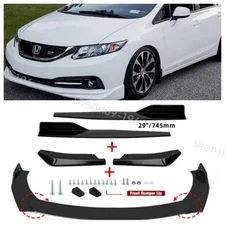 Fit 13-15 Honda Civic Sedan Front Bumper Lip /Spoiler Body Kit Side+Skirt Rear