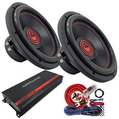 2x Gravity G3-12D4 12'' 2000W Subwoofers + WARZONE  1500W Car Amplifier  + Kit