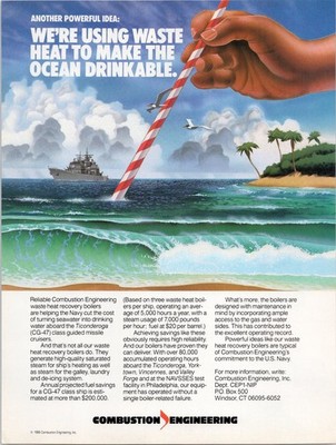 Combustion Engineering 1986 Vintage Magazine Ad Naval Ship Desalination