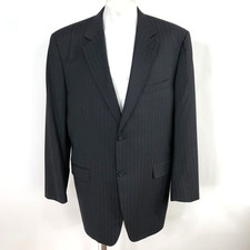 Canali Men's 46 L Long 100 Wool Gray Striped Suit Sport Coat Jacket