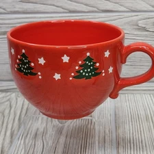 Waechetersbach Red Christmas Tree Coffee Mug Germany Soup Cup Oversized 5 in