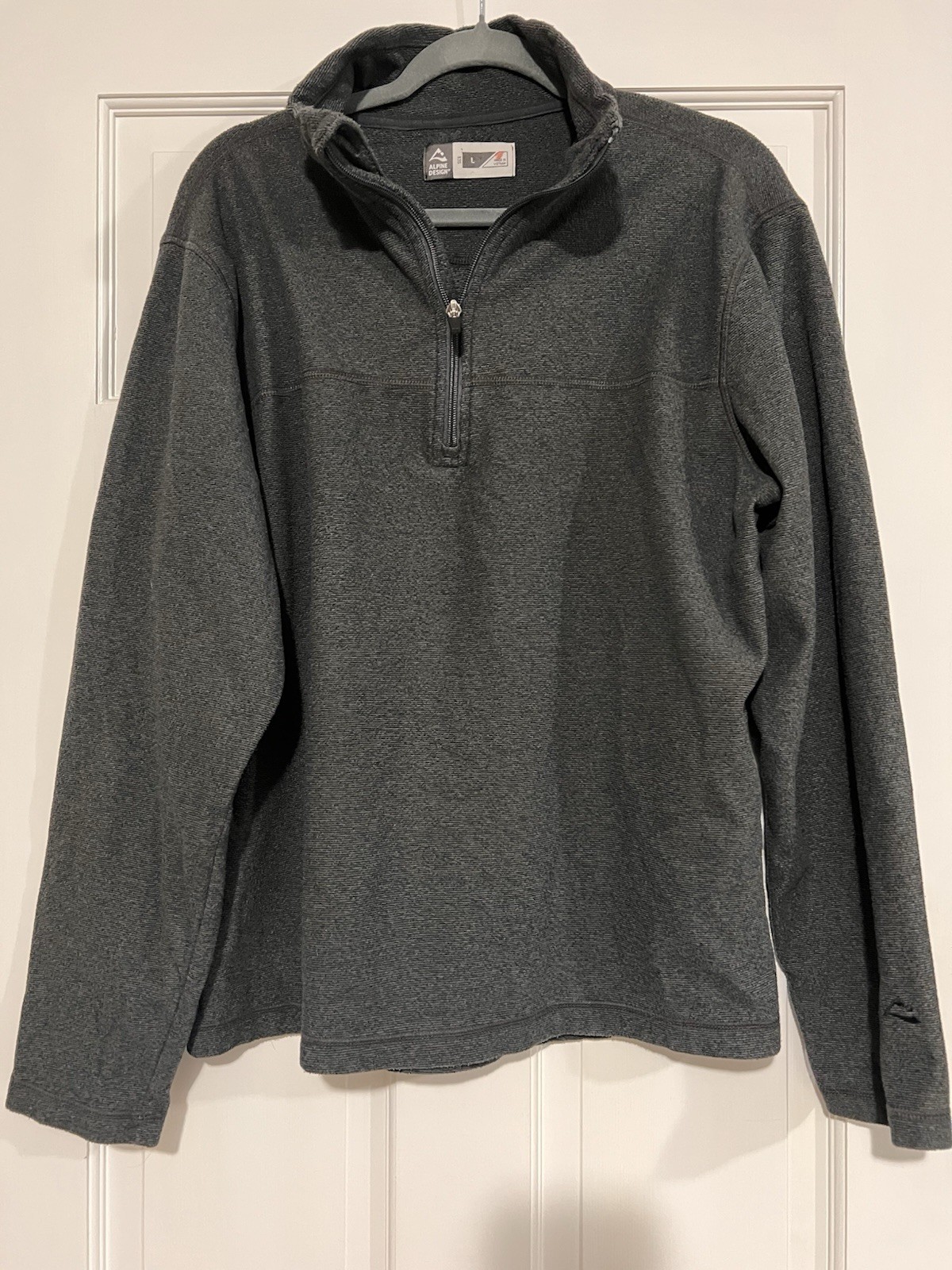 Alpine Design Mens Fleece Pullover Jacket Gray Large 1/4 Zip-Up Camping Hiking