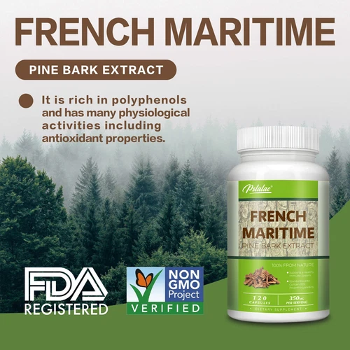 French Maritime Pine Bark Extract 350mg-with Proanthocyanidins, for Heart Health - Picture 4 of 11