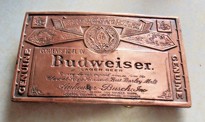 1# Vintage Budweiser Gürtelschnalle - Kupferfarben Anheuser Busch Trendy Hipster