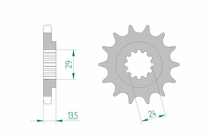 Pignon AFAM acier 24900 pas 530 pour remplacer une transmission moto usée