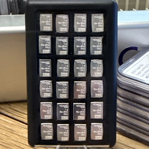 24 X 1g Silver Valcambi Suisse solid silver bars 999 Bullion In Element Card