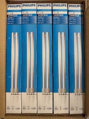 25 Pieces Philips 359331 PL-L 24W/835/4P  24W 4 Pin 2G11   Twin Tube CFL Bulb