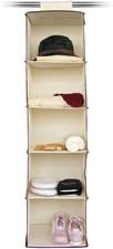 5  tier Hanging storage wardrobe shelf.Fabric camping robe shelving shelves robe