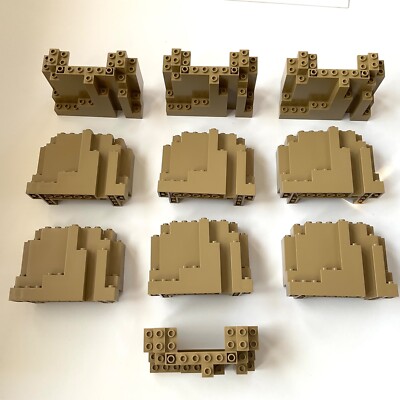 10 Lego Felsen 4x10x6 dunkel beige tan Berg Panel NEU 6082 Burg Wand