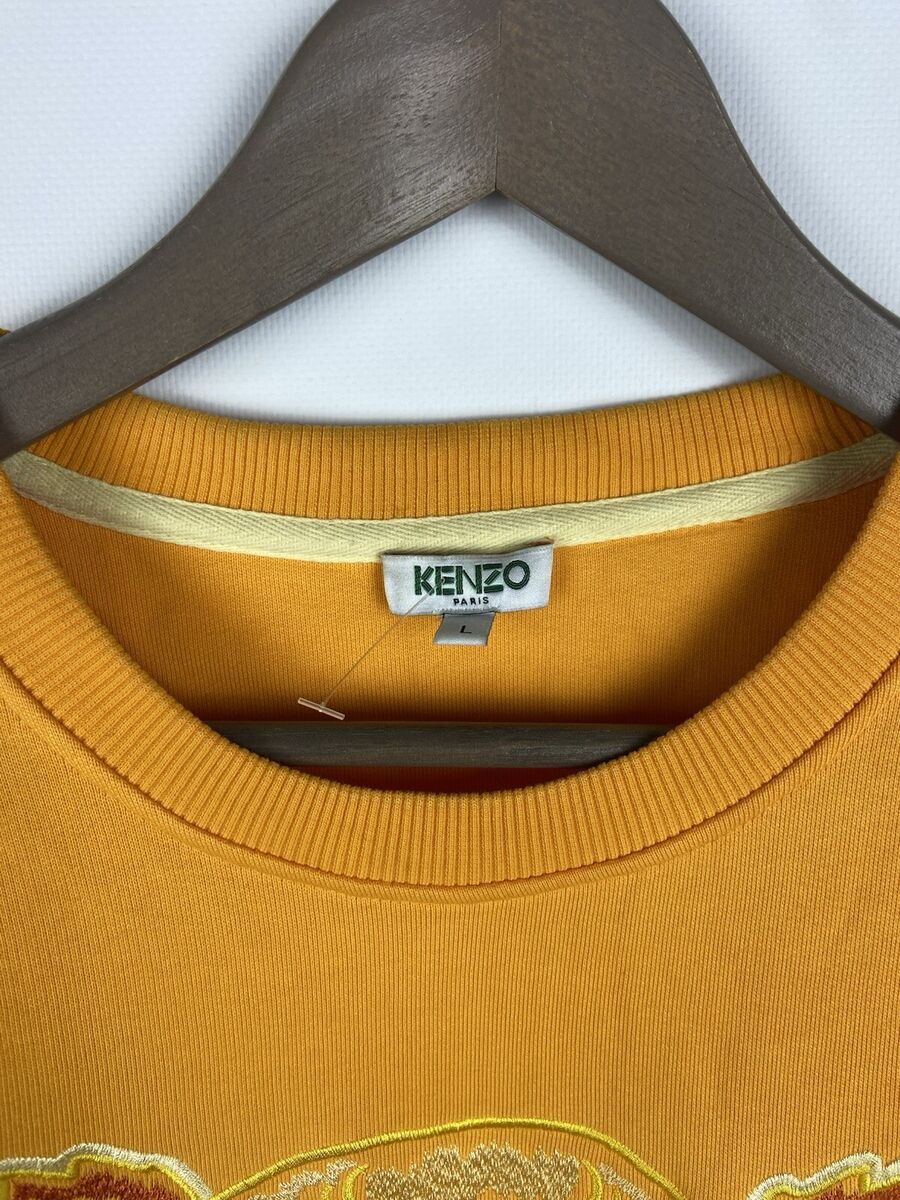 Kenzo Paris Mens Yellow Big Logo Tiger Long Sleeve Kenzo Paris Mens Yellow Big Logo Tiger Long Sleeve