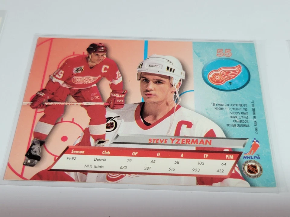 STEVE YZERMAN 1992 Fleer Ultra #55.  RED WINGS - Image 2 of 2