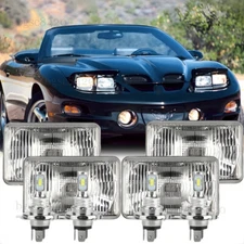 4PCS 4X6 LED Headlights Hi/Lo Beam Projector Headlamp For Pontiac Trans Am 98-02