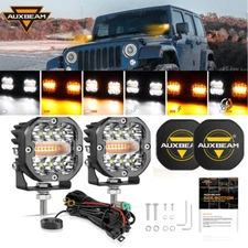 AUXBEAM 3" LED Cube Pods Work Light DRL 6 Modes Strobe & Black Cover UTV ATV