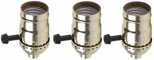 Creative Hobbies 3-Way Turn Knob Lamp Socket, Medium Base, Gold Shell-Pack of 3