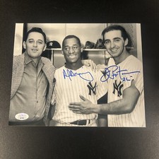 Al Downing & Joe Pepitone “NY Yankees” Signed 8x10 B&W Photo JSA -1 #