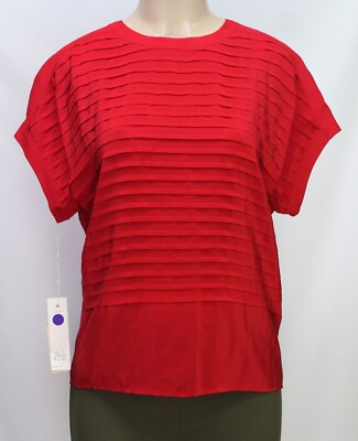 Vintage Linda Allard for Ellen Tracy Women's Blouse Top 100% Silk Red Size 4